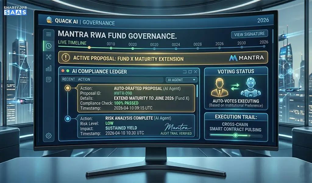 Quack AI governance dashboard example on MANTRA EVM mainnet.