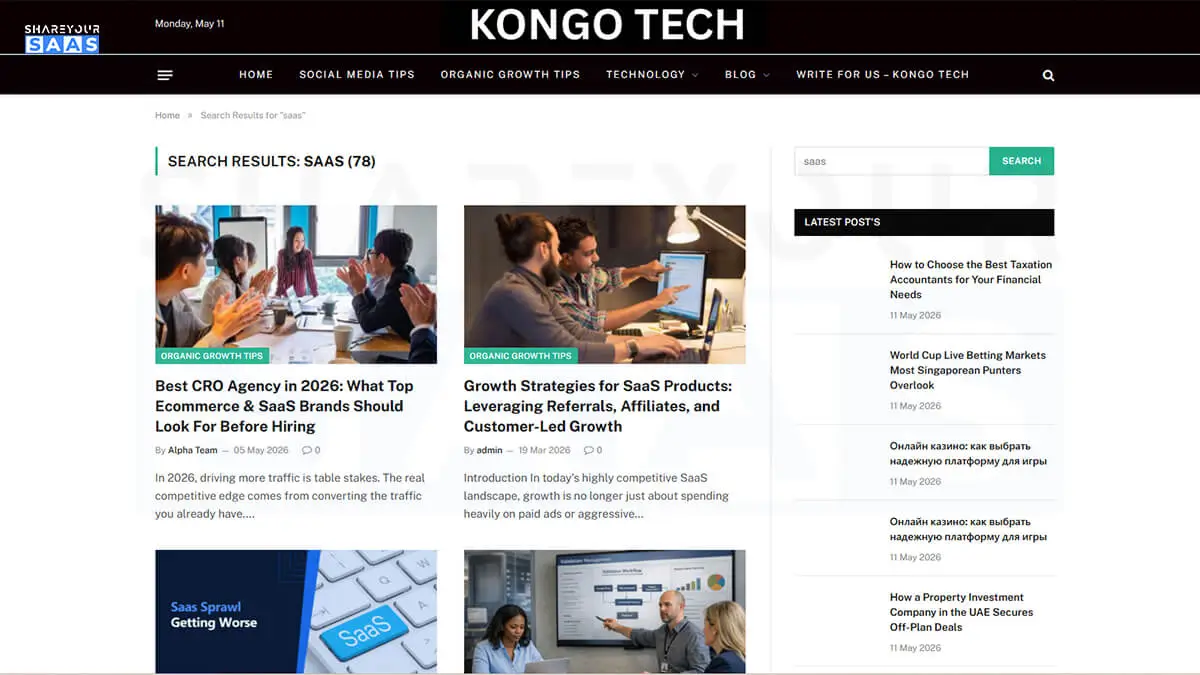 Kongotech Org's SaaS Content Section — A Closer Look