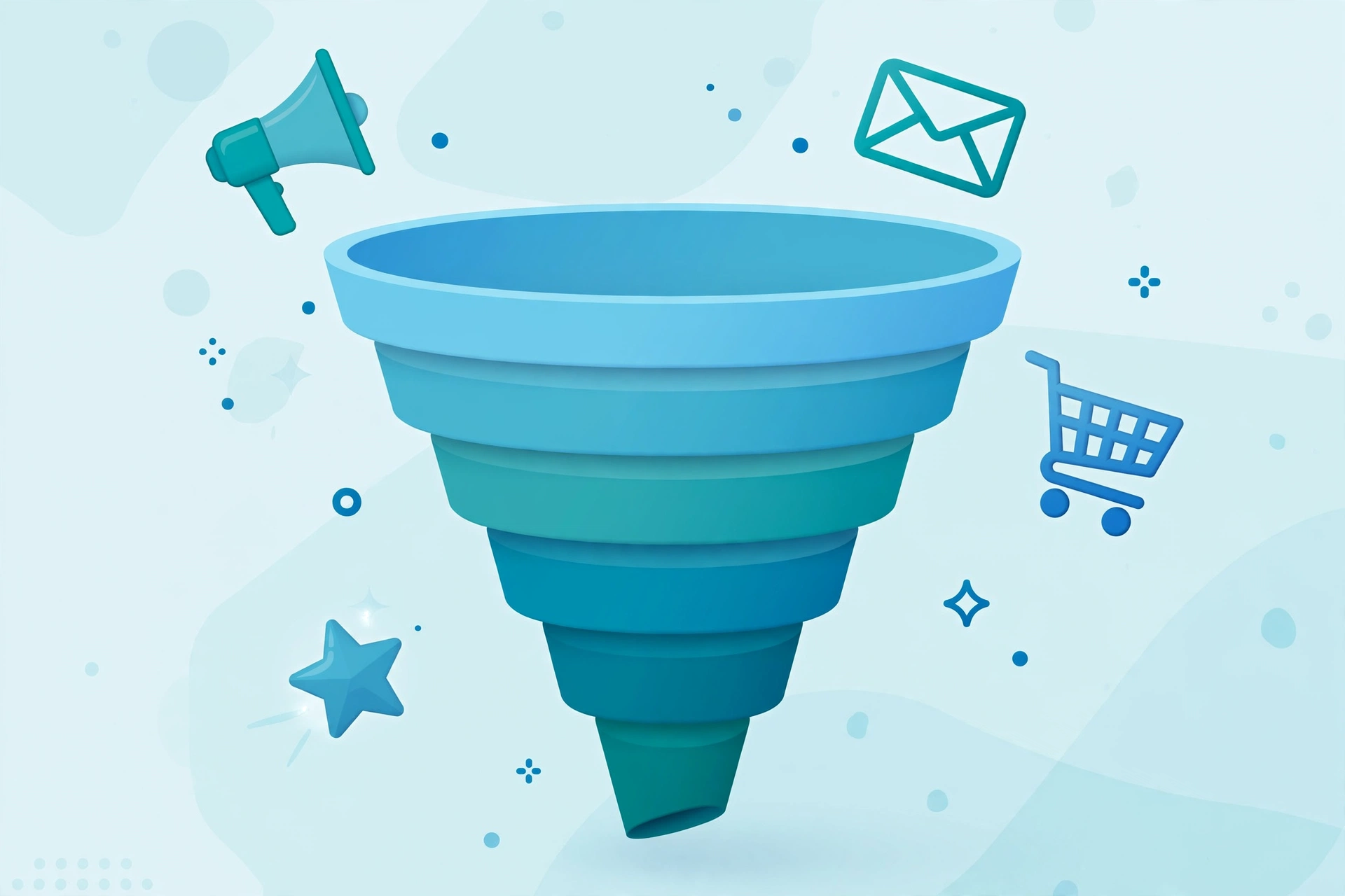 Seven stages of a SaaS marketing funnel illustrated in 2026
