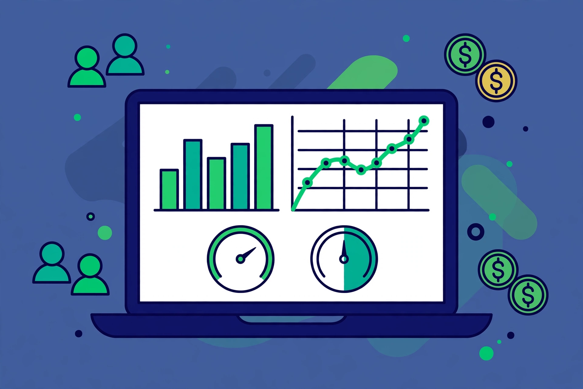 Dashboard showing key SaaS marketing metrics per lifecycle stage