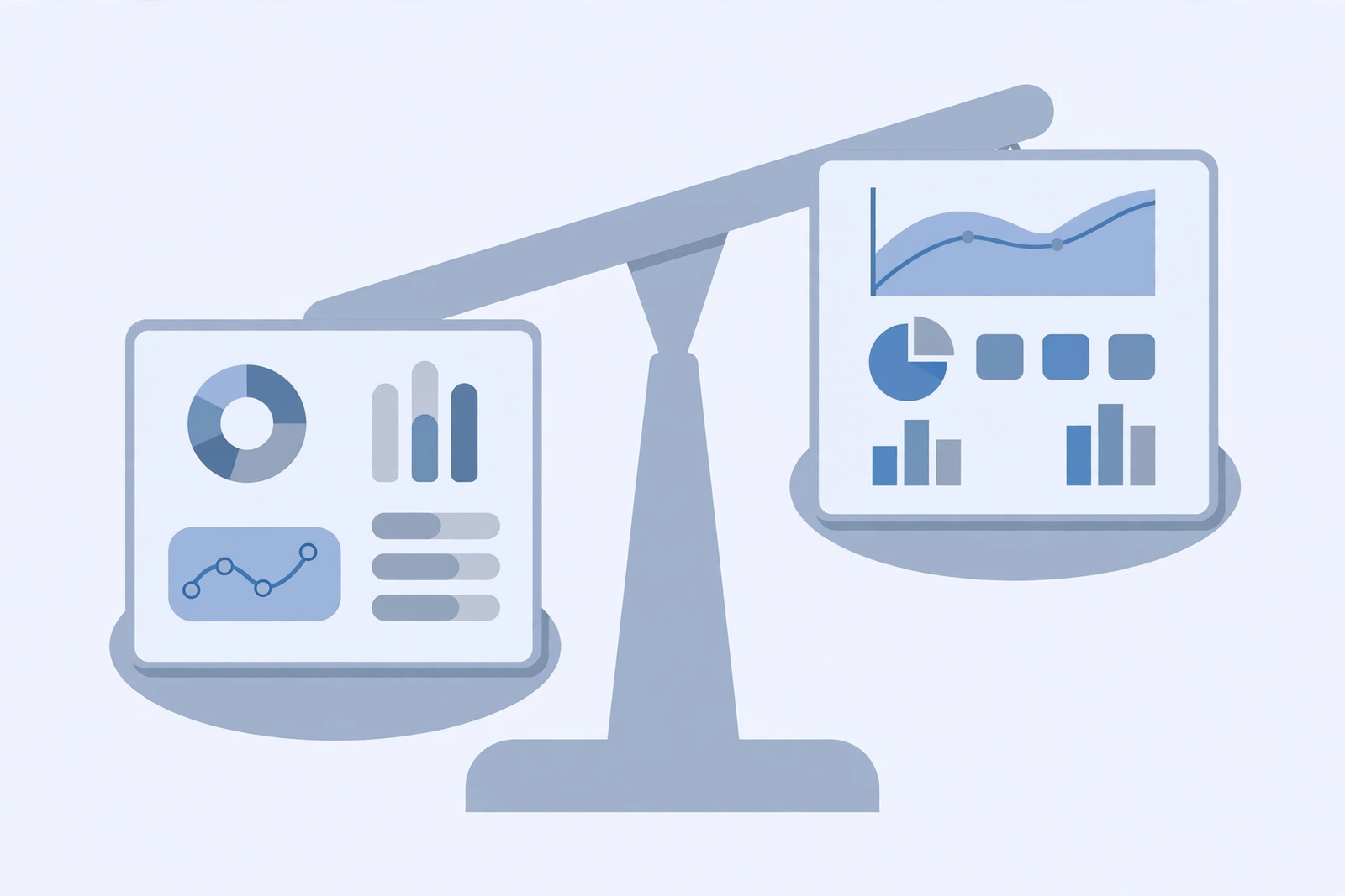 Side-by-side visual comparison of two subscription billing platforms for small SaaS companies