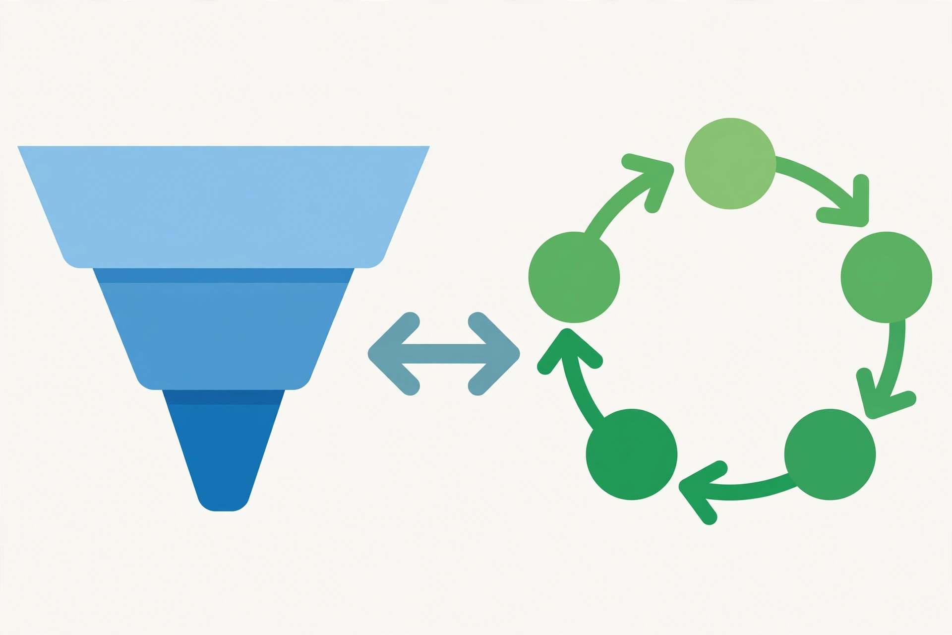 Diagram comparing TOFU MOFU BOFU funnel with AARRR pirate metrics framework