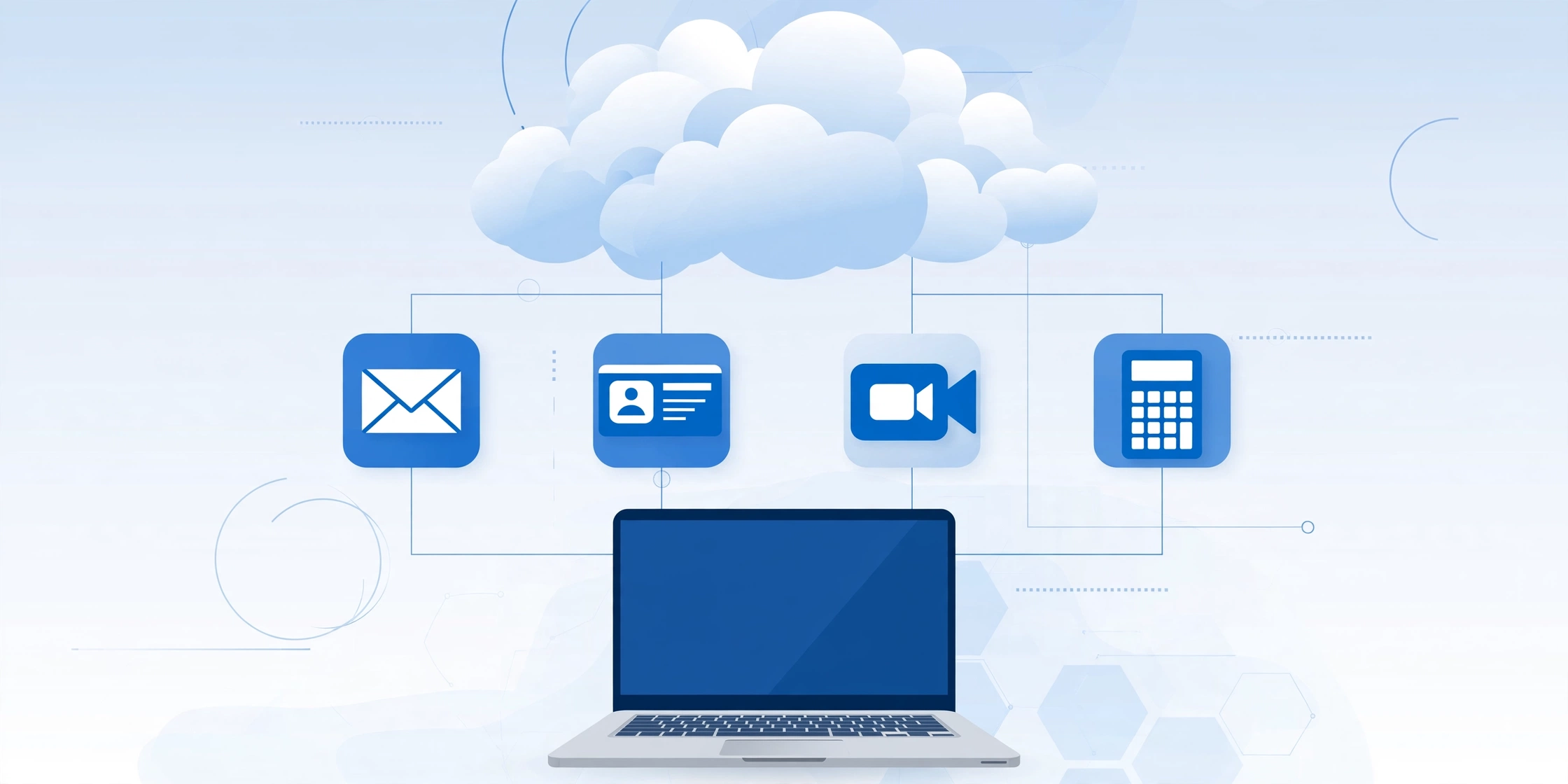 Illustration showing SaaS applications delivered through cloud computing
